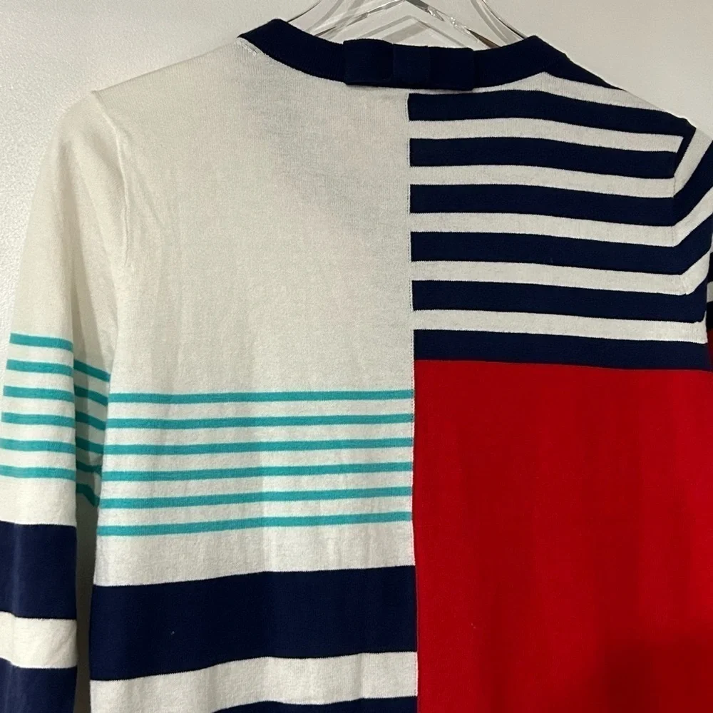 Kate Spade Ollie Stripe Cotton‎ Cashmere Cardigan in Multi Monaco Stripe M
